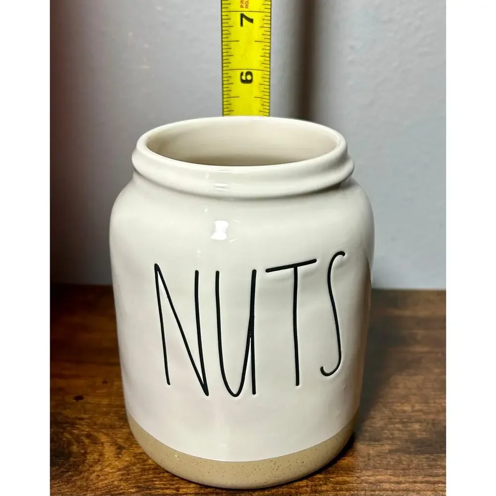 Rae Dunn by Mageneta 5” “NUTS” Ceramic Canister White- No Lid